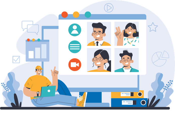Business team is discussing online  Illustration