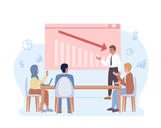 Businesswoman representing Sales meeting agenda  Illustration