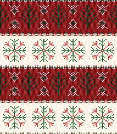 Christmas knitted pattern  Illustration