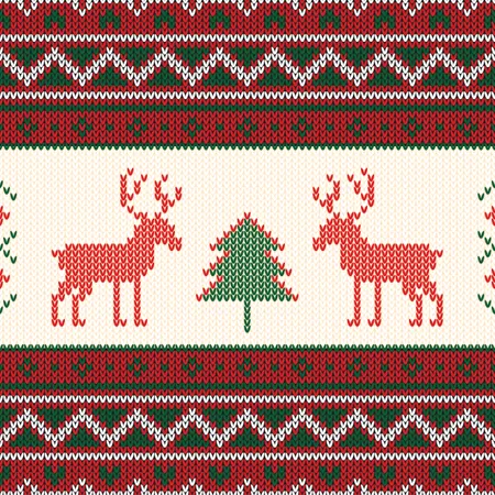 Christmas knitted pattern  Illustration