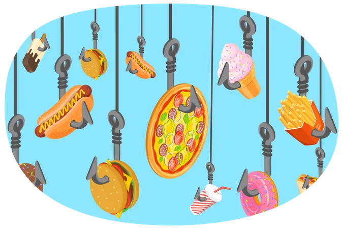 Fast Food Addiction and Harmful Effects  Illustration