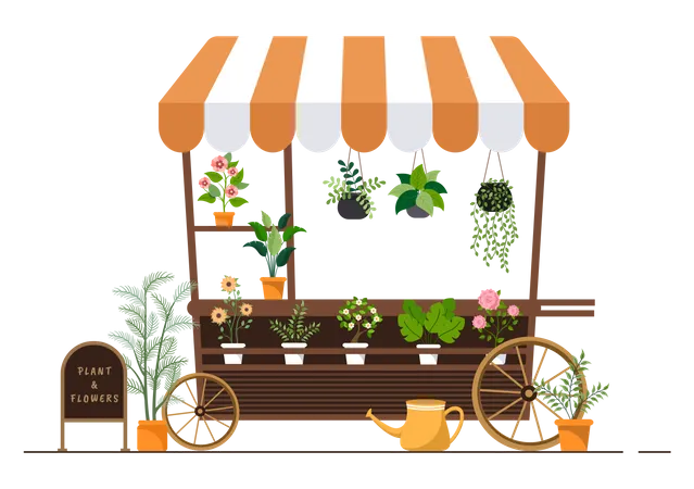 Flowers Cart  Illustration