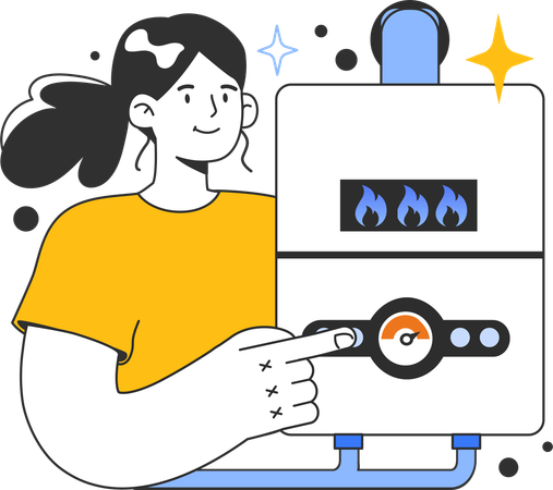 Girl pointing gas pressure  Ilustración