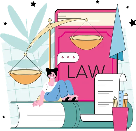 Girl with law book  Illustration