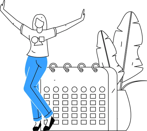 Girl working on Agenda Management  Illustration