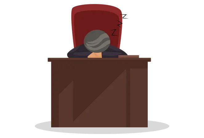 Judge sleeping in courtroom  Illustration