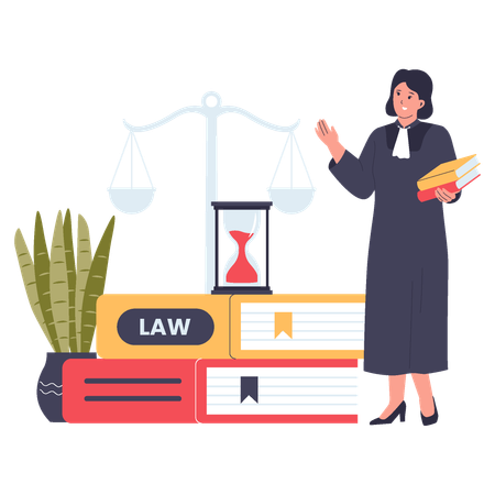 Lawyer fights with Legal System and Court Justice  Illustration