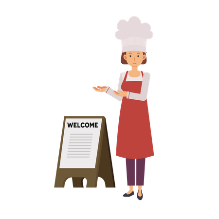 Chef de mulher acolhedor  Ilustração