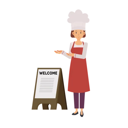 Chef de mulher acolhedor  Ilustração