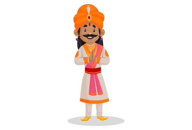 Samrat Ashok standing in welcome pose  Illustration