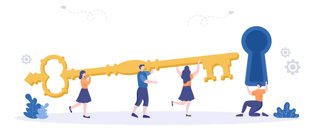 Team with success key  Illustration
